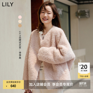 牛角扣保暖气质圆领外套女短款 仿羊羔绒新中式 女装 LILY冬新款