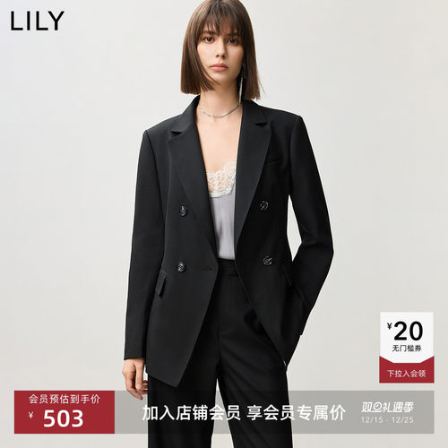 LILY女装通勤收腰双排扣西装