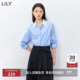 蕾丝翻领条纹宽松休闲气质通勤衬衫 LILY2026春新款 纯棉法式 外套女