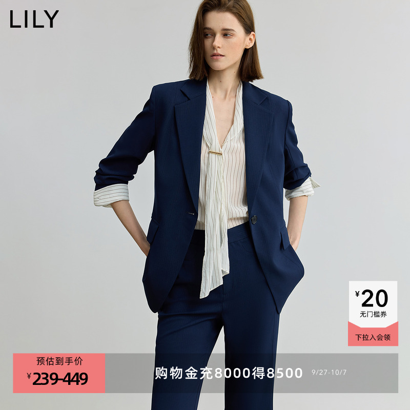 LILY通勤收腰七分袖复古西装外套