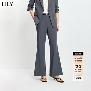 灰色微喇裤 LILY2026夏新款 裤 松紧腰休闲气质通勤西装 女 格雷系修身