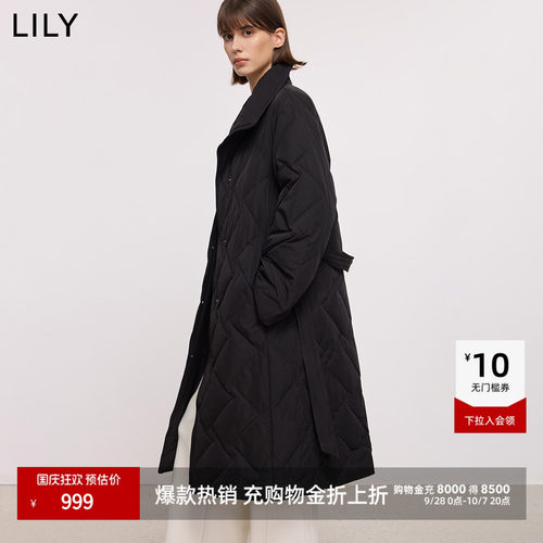 LILY通勤立领百搭收腰翻领羽绒服
