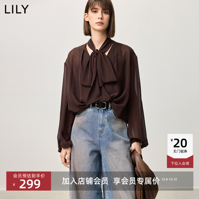 LILY通勤复古雪纺套头衫