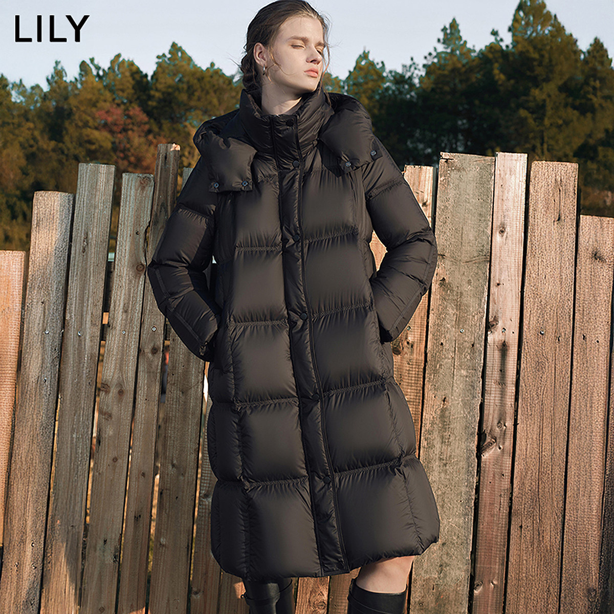 【法奢白金】0感泡芙LILY长款加厚鹅绒服女2025冬季新款连帽