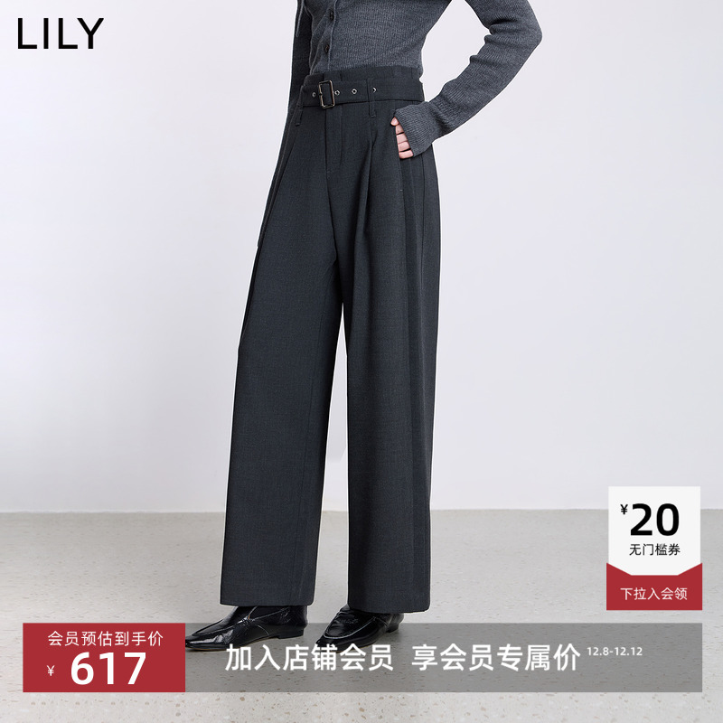 LILY女装复古通勤休闲阔腿裤