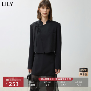 立领系带国风气质黑色短款 新中式 LILY新款 外套 商场同款