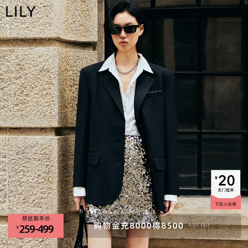 职业通勤黑色西装LILY宽松外套