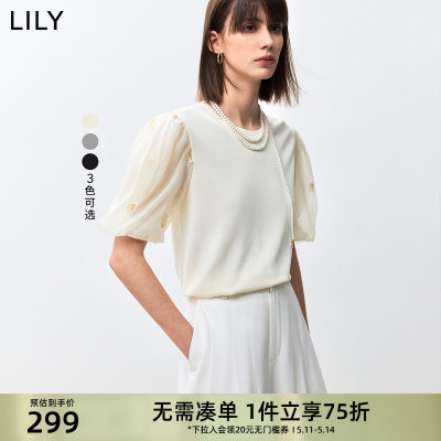 泡泡袖拼接毛针织衫LILY复古风