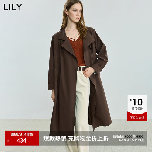LILY立领通勤中长款收腰复古风衣