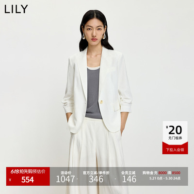LILY通勤收腰混纺女装浅色西装