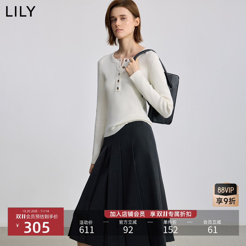 LILY百搭桑蚕丝简约通勤针织衫