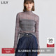 T恤女打底衫 设计感摩登高领灰色长袖 商场同款 LILY2025春新款