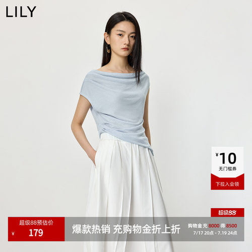 LILY收腰莱赛尔休闲气质短袖