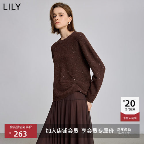 LILY套头亮片复古通勤针织衫