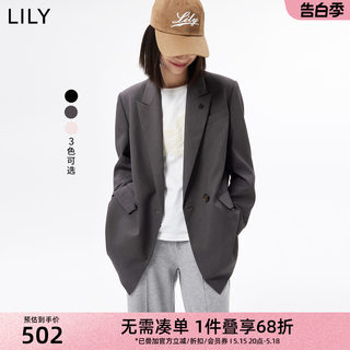 【宋茜明星同款】LILY新款通勤简约休闲灰色小西装外套女