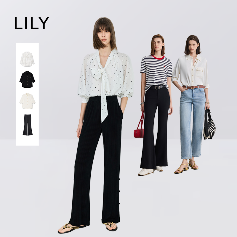 【李佳琦直播间】LILY简约翻领气质通勤宽松衬衫/波点衬衫/微喇