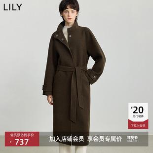 100%美丽诺羊毛LILY2025冬新款女装老钱风轻量双面呢毛呢大衣外套