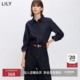 LILY2026春新款 外套女 含醋酸莱赛尔复古翻领休闲通勤上衣牛仔衬衫