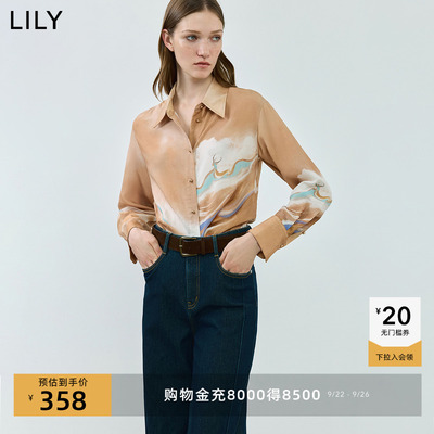 LILY通勤女装浅色印花外套衬衫