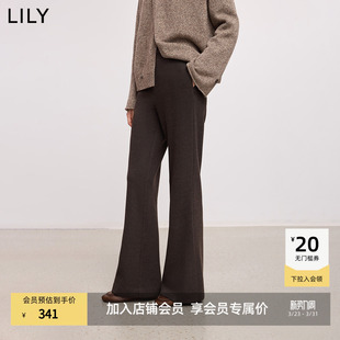 LILY2025秋冬新款女装加厚通勤商务高腰复古小个子显瘦微喇休闲裤