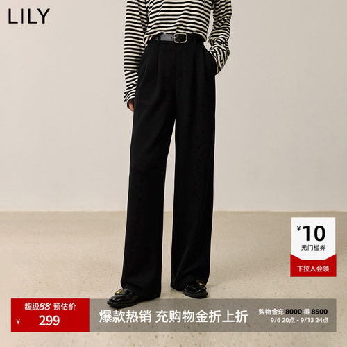 LILY通勤直筒百搭简约复古休闲裤