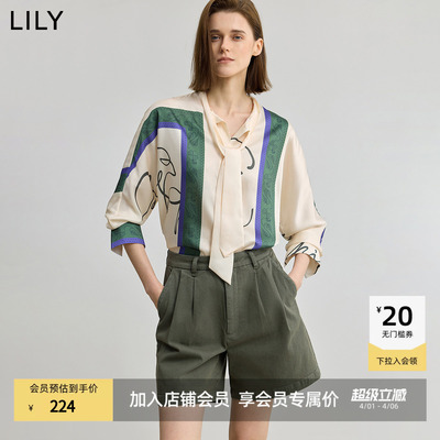 LILY复古飘带女装印花外套衬衫