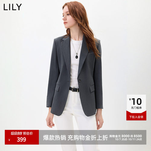 LILY垫肩商务通勤单排扣长袖西装