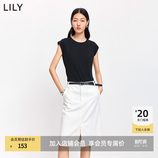 女 T恤上衣内搭短款 LILY2026夏新款 莫代尔混纺圆领休闲通勤小包袖