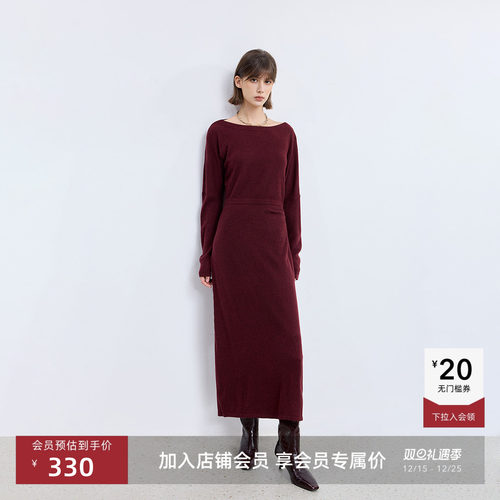 LILY羊毛混纺通勤复古连衣裙