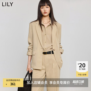 LILY2025新款 含三醋酸老钱风通勤卡其色西装 外套女 商场同款