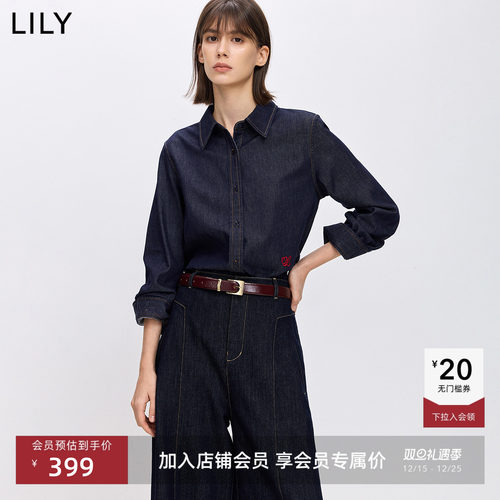 LILY通勤莱赛翻领牛仔复古外套