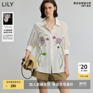 莫代尔桑蚕丝印花衬衫 LILY2025新款 商场同款 外套女 ART系列