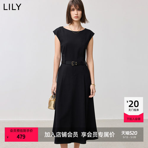 LILY新款时髦简约时光小黑裙