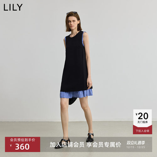 LILY设计感无袖女装圆领连衣裙