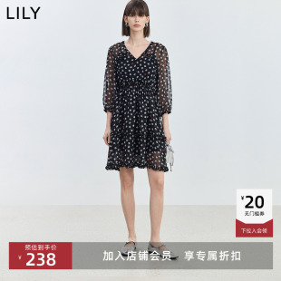 A字型轻薄飘逸浪漫印花垂坠法式 LILY夏款 连衣裙 商场同款