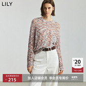 LILY2025新款 毛衣 针织衫 女装 含羊毛设计感彩色圆领气质通勤长袖