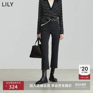 女装 烟管裤 复古水洗修身 通勤黑色牛仔裤 直筒九分裤 LILY2025新款