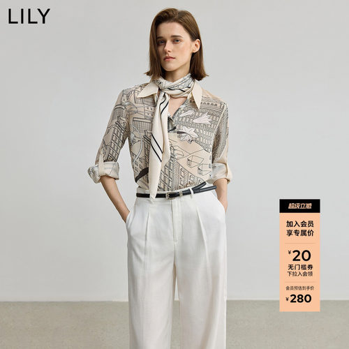 LILY醋酸混纺休闲印花衬衫外套