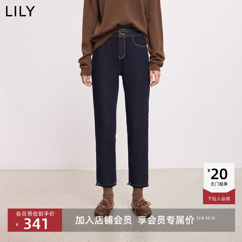 LILY通勤直筒百搭原色修身牛仔裤