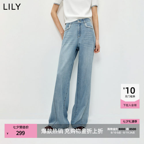 LILY通勤复古直筒百搭阔腿牛仔裤