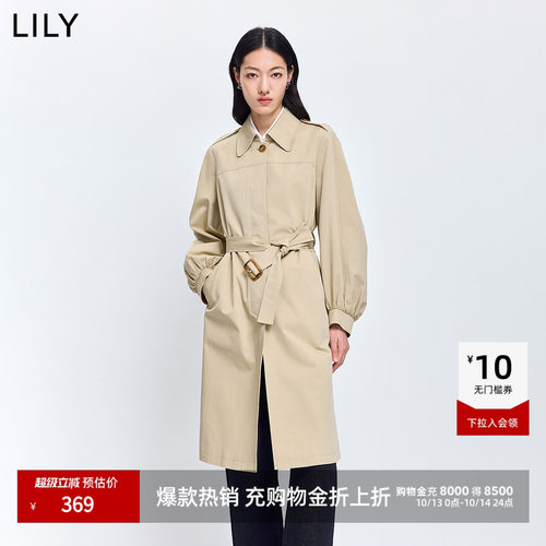 LILY通勤中长款女装复古风衣外套