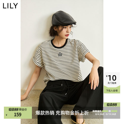 LILY透气新款条纹通勤百搭T恤