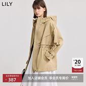 宽松休闲收腰一手长连帽风衣外套 女装 商场同款 LILY2025新款