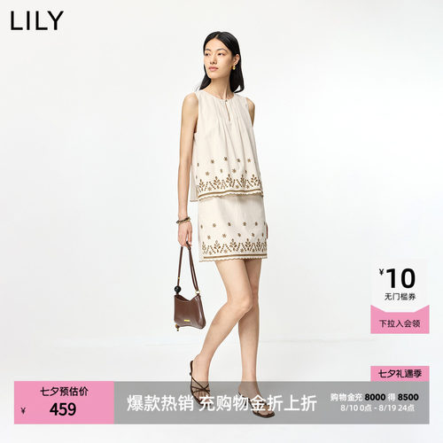 LILY莱赛尔棉混纺假两件连衣裙