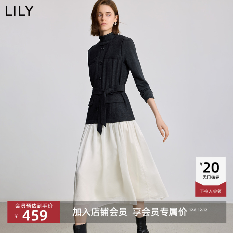 LILY羊毛混纺撞色莫代尔连衣裙