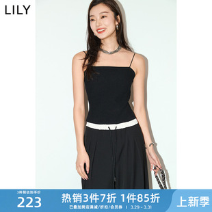 复古气质通勤款 修身 女装 LILY2024夏新款 百搭黑色吊带背心内搭上衣