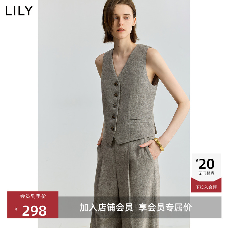 LILY羊毛混纺通勤无袖西装马甲