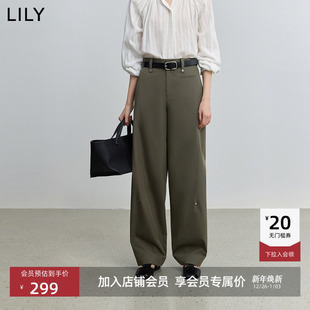 商场同款 风铆钉宽松通勤弯刀裤 LILY2025秋新款 工装 休闲裤 女装