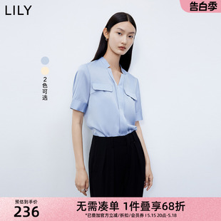 衬衫 LILY夏新款 通勤温柔洋气垂坠感雪纺衫 气质纯色时尚 女 女装