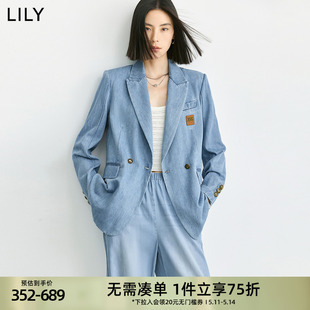 套装 LILY2024夏新款 西装 凉感天丝混纺垂感牛仔衬衫 女百搭外套薄款